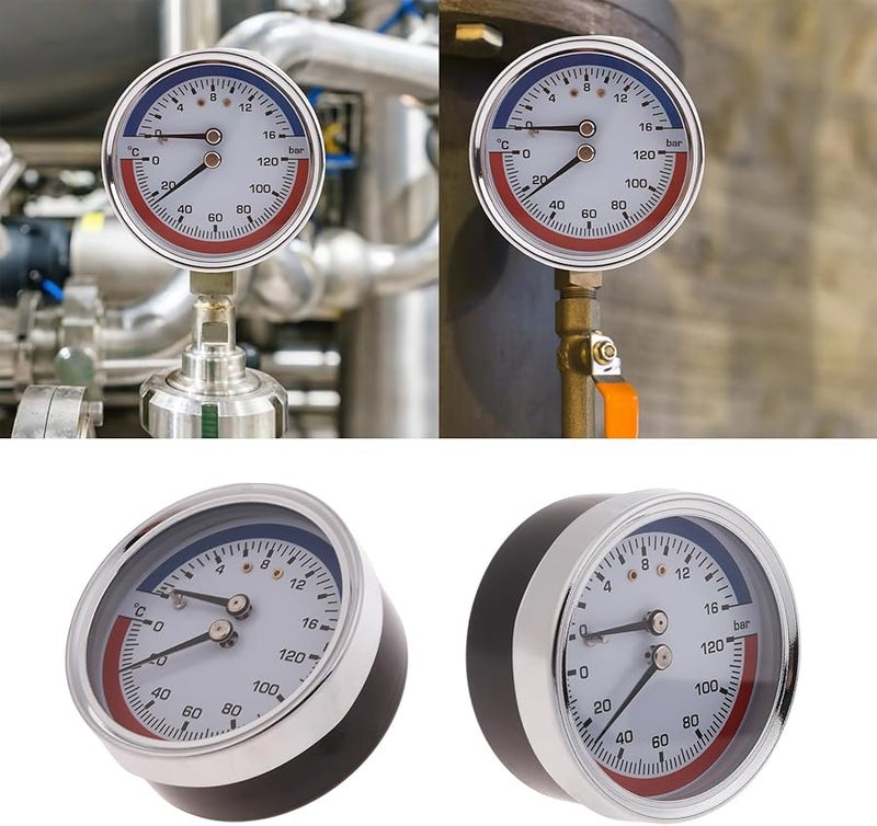 1 4 NPT مقياس ضغط مملوء بالسائل لقياس درجة الحرارة الحرارية للغلاية - Image 3