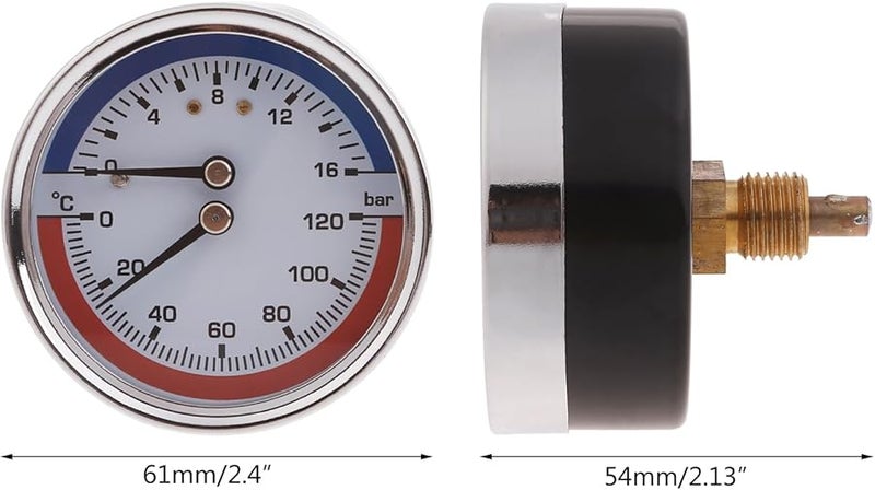 1 4 NPT مقياس ضغط مملوء بالسائل لقياس درجة الحرارة الحرارية للغلاية - Image 5