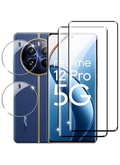 General Tempered Glass Compatible with Realme 12 Pro Plus Screen Protector, [2+2 Pack] Tempered Glass Camera Lens Protector & HD 9H Hardness Anti-Scratc Screen Protector  - Image 1