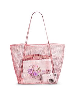 KASTWAVE Mesh Beach Bag for Women, Large Tote Bag Lightweight Foldable Beach Tote with Zipper Pocket for Women Vacation Beach Pool Trip  - Image 1
