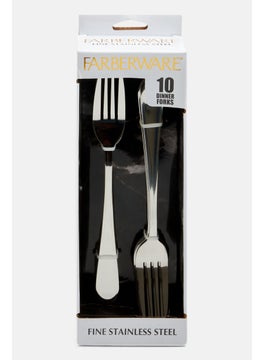 10 Pieces Dinner Fork 20 cm, Silver