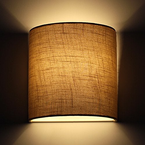 Craftter Textured Fabric D-Shape Wall Lamp Fixture for Indoor Outdoor- Decorative Lamp for Hotel, Living Room, Bedside, Bedroom, Light Brown Shade - Image 1