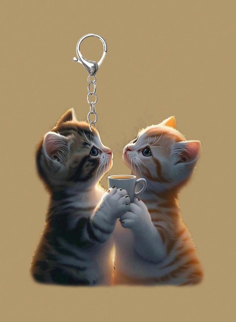 تعليقة مفاتيح بتصميم قطط مصنعة من الاكرليك مثالي لتزيين الحقائب و اكسسوار السيارة - Image 1