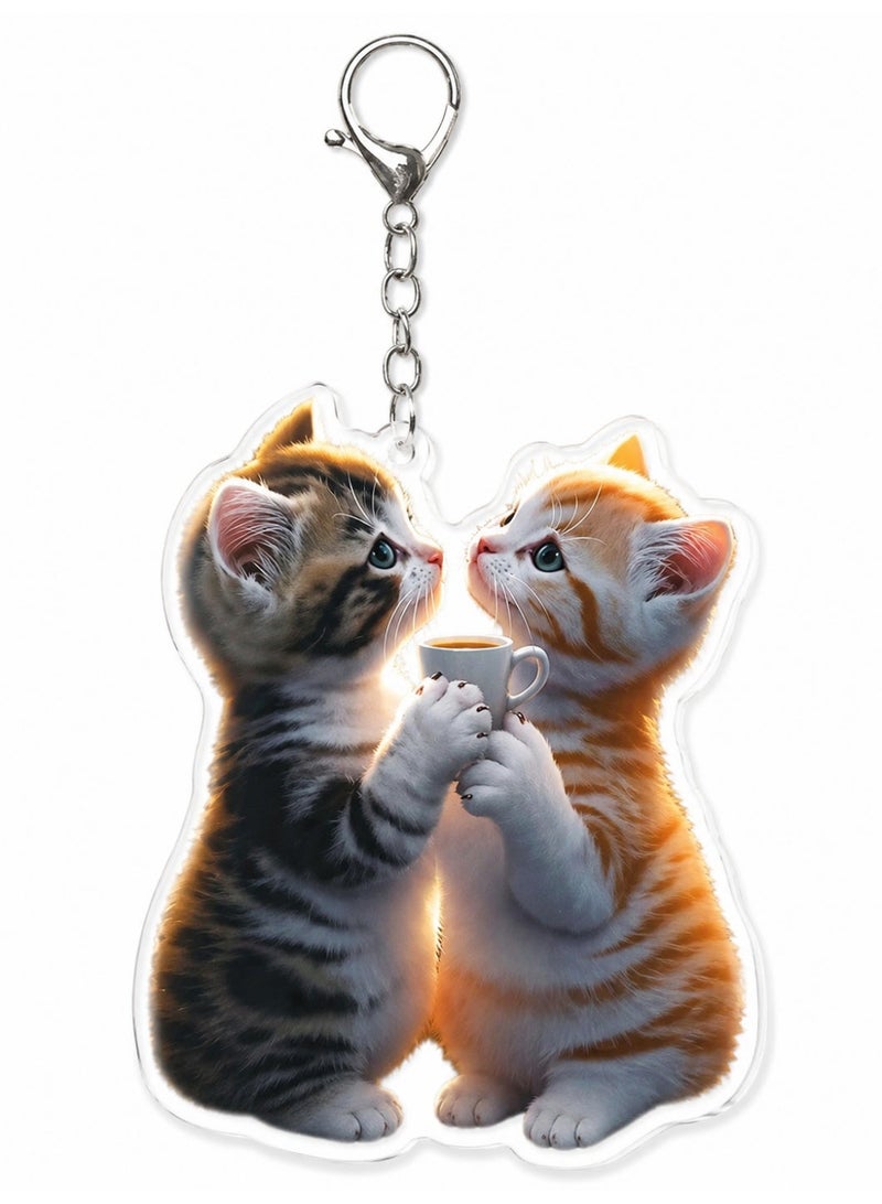 تعليقة مفاتيح بتصميم قطط مصنعة من الاكرليك مثالي لتزيين الحقائب و اكسسوار السيارة - Image 2