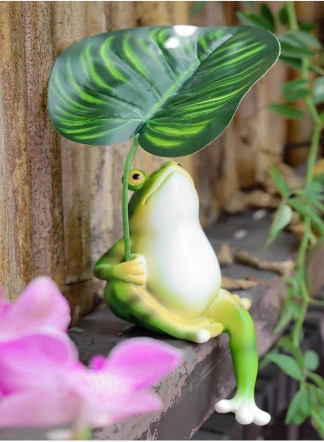 Royal Fountain Decorative Garden Frog Figurine, Green and White, Resin, Outdoor Indoor Statue for Garden, Patio, Lawn - Image 2