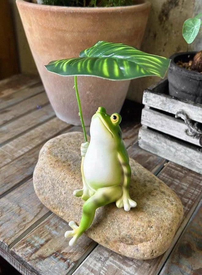 Royal Fountain Decorative Garden Frog Figurine, Green and White, Resin, Outdoor Indoor Statue for Garden, Patio, Lawn - Image 4