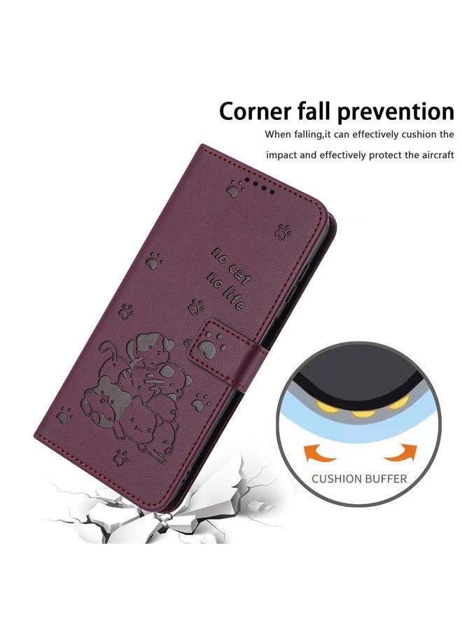 Zaboon Case For Honor X7c 4G / 200 Smart Embossed Kitten Phone Leather Case with Lanyard - Image 4