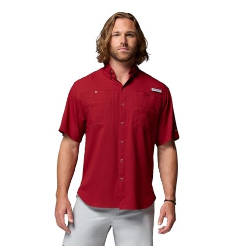 Columbia Mens PFG Tamiami II Short Sleeve Fishing Shirt, Beet, Small - Image 1