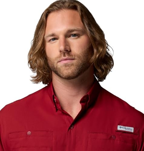 Columbia Mens PFG Tamiami II Short Sleeve Fishing Shirt, Beet, Small - Image 4