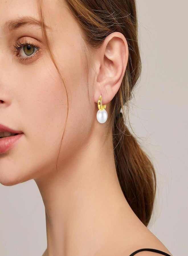 JORA Gold 12mm Pearl Hoop Earrings for Women: Pearl Drop Earrings with Hollow Heart Jewelry Gifts - Image 3