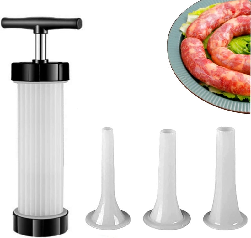 kulusion Sausage Stuffer - Homemade Manual Sausage Maker, Fast Meat Filling Machine, Food Grade Kitchen Sausage Stuffer Tool for Household Use (3 Stuffing Tubes) - Image 1