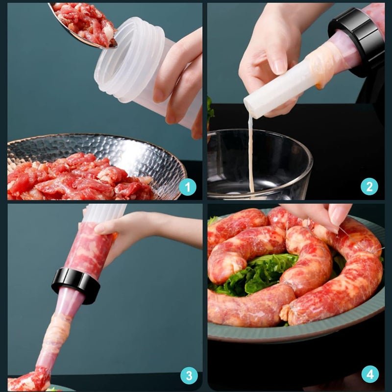 kulusion Sausage Stuffer - Homemade Manual Sausage Maker, Fast Meat Filling Machine, Food Grade Kitchen Sausage Stuffer Tool for Household Use (3 Stuffing Tubes) - Image 4