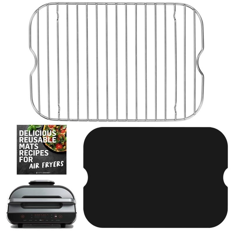 INFRAOVENS Air Fryer Rack Accessories for Ninja Foodi Smart XL 6-in-1 FG551 and Reusable Liner Accessory for Indoor Grill and Airfryer Cooking, Baking and Dehydrating, Stainless Steel, Paper Liner Replacement - Image 1