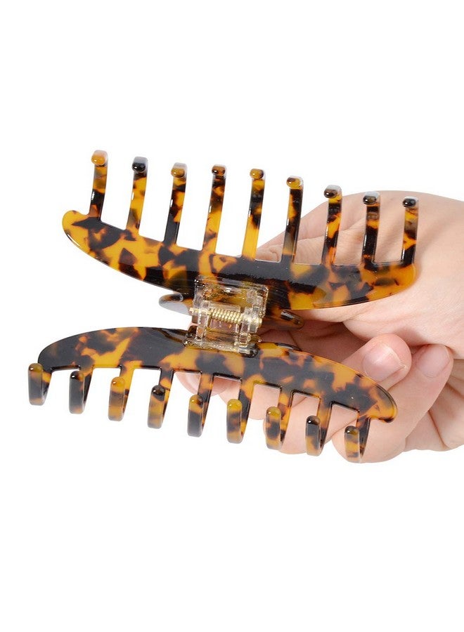 Aileam Big Claw Hair Clips 3.8 Inch Tortoise Banana Hair Clips for Women Girls Thin Hair French Design Celluloid Leopard Print Strong Hold Hair Clips for Thick Hair, 2 Color Available (2 Packs) - Image 3