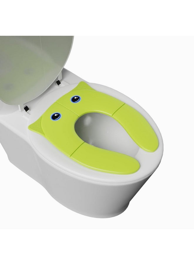 Techhark TECHHARK® Baby Potty Training Toilet Seat for Boys And Girls Kids, Non-Slip with Splash Guard, Fits Round & Oval Toilets, (TRAVEL GREEN)  - Image 1