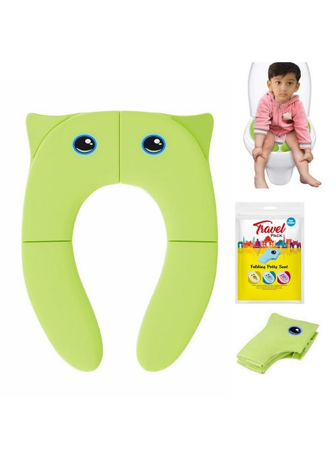 Techhark TECHHARK® Baby Potty Training Toilet Seat for Boys And Girls Kids, Non-Slip with Splash Guard, Fits Round & Oval Toilets, (TRAVEL GREEN)  - Image 2