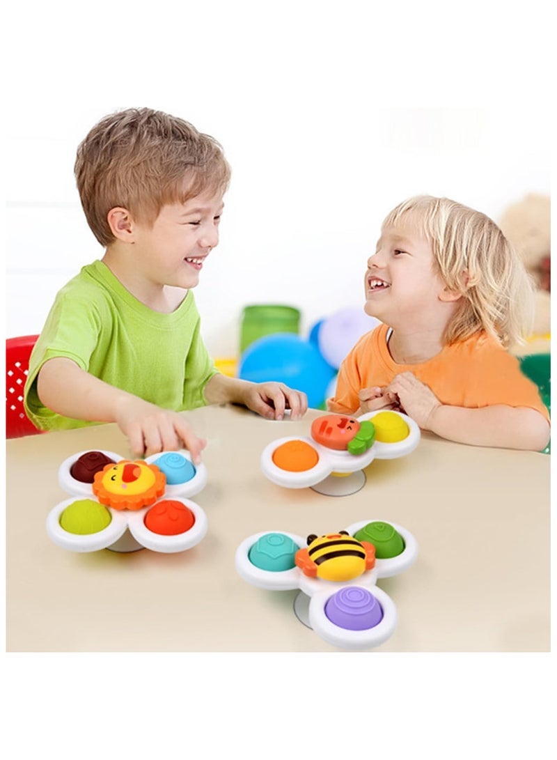 ECVV 3PCS Suction Cup Spinner Toys Novelty Sensory Toys Fidget Spinner Toys Bath Toys for Toddlers Kids Birthday Baby Gifts Window Suction Spinner Toys (Style 3) - Image 1