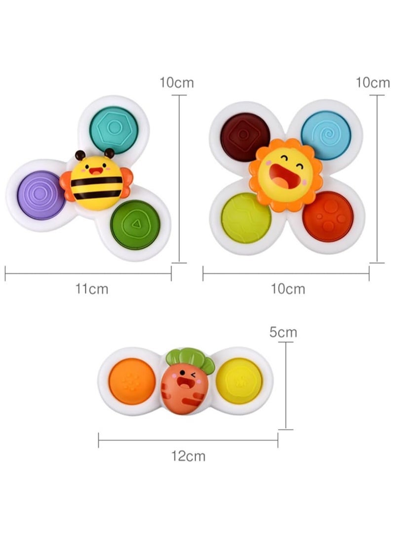ECVV 3PCS Suction Cup Spinner Toys Novelty Sensory Toys Fidget Spinner Toys Bath Toys for Toddlers Kids Birthday Baby Gifts Window Suction Spinner Toys (Style 3) - Image 3