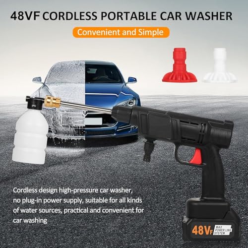 MECRAAF® 48Vf Cordless Portable Wireless Pressure Washer Gun High Pressure Water Gun for Car Wash Bike Washing Cleaning | Adjustable Nozzle and 5M Hose Pipe (Double_Battery) - Image 3