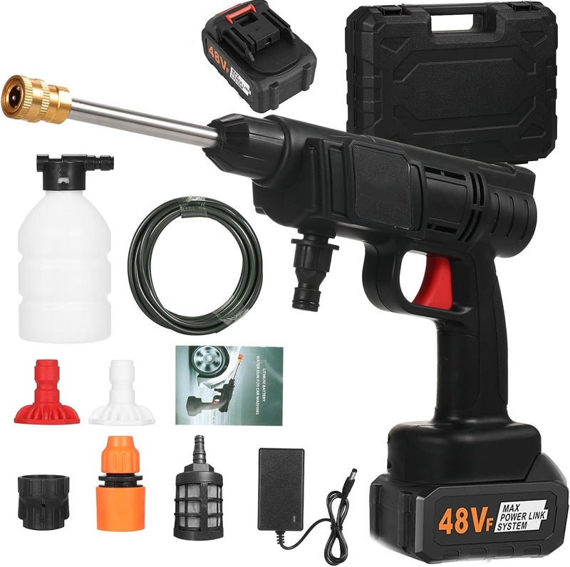 MECRAAF® 48Vf Cordless Portable Wireless Pressure Washer Gun High Pressure Water Gun for Car Wash Bike Washing Cleaning | Adjustable Nozzle and 5M Hose Pipe (Double_Battery) - Image 1