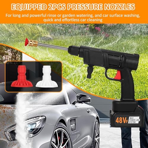 MECRAAF® 48Vf Cordless Portable Wireless Pressure Washer Gun High Pressure Water Gun for Car Wash Bike Washing Cleaning | Adjustable Nozzle and 5M Hose Pipe (Double_Battery) - Image 2