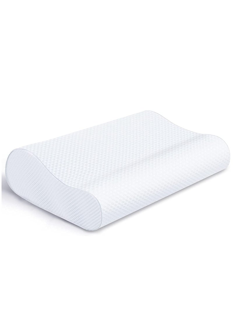 Memory Foam Pillow (23.6"x13.8"), Cervical Neck Support Pillow for Sleeping, Contour Ergonomic Orthopedic Pillow for Back, Side Sleeper (White) - Image 1