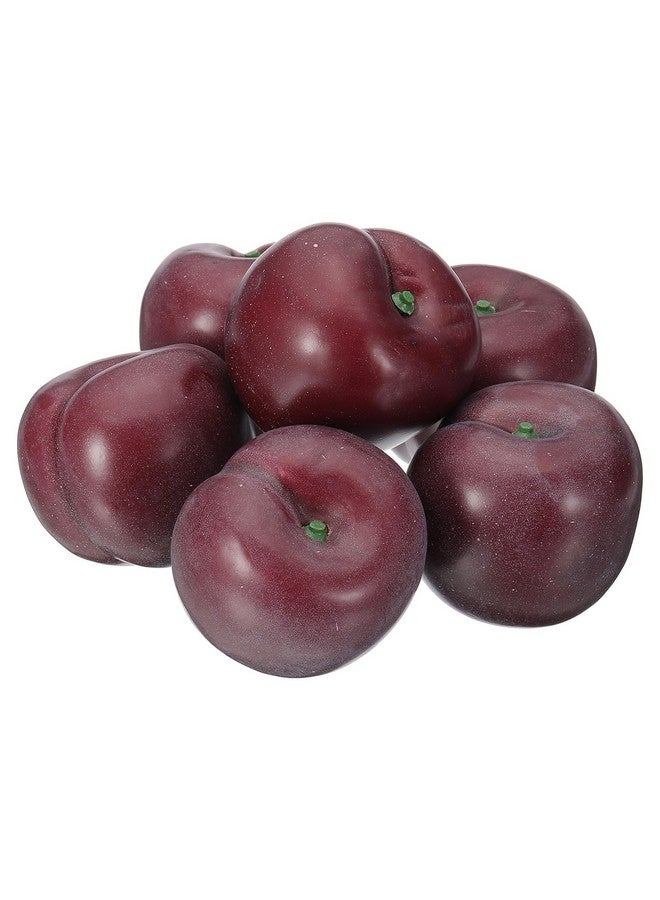 باتيكيل 6 قطع من فاكهة البرقوق الأرجوانية الاصطناعية من باتيكيل، محاكاة رغوية لفاكهة البرقوق الأرجوانية المزيفة، نموذج واقعي لفاكهة مزيفة لتزيين حفلات المطبخ المنزلية، دعامات التصوير الفوتوغرافي - Image 1