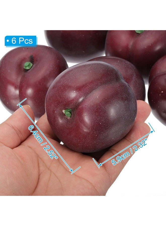 باتيكيل 6 قطع من فاكهة البرقوق الأرجوانية الاصطناعية من باتيكيل، محاكاة رغوية لفاكهة البرقوق الأرجوانية المزيفة، نموذج واقعي لفاكهة مزيفة لتزيين حفلات المطبخ المنزلية، دعامات التصوير الفوتوغرافي - Image 2
