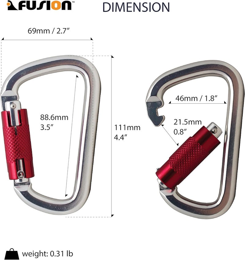 FUSION Climb Swift Lock Auto Locking Aluminum Carabiner - Lightweight and Strong for High-Altitude Workers, Hammocks, Camping Accessories,Hiking,Keychains,Outdoors and Gym,Dog Leash,Harness and Key Ri - Image 3