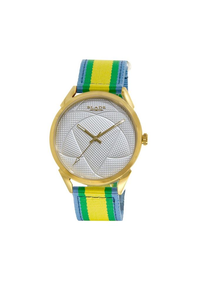 BLADE Retro Fútbol Yellow-Green-Blue 3697GGW6B SS & Nylon 3-Hands Unisex Watch - Image 1