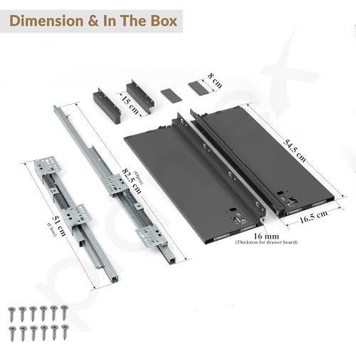 Plantex Tandem Box Drawer for Kitchen/Soft Close Tandem Box for Modular Kitchen/Tandem Basket/Load Capacity Upto 45 Kg - Grey (22 x 8 inch) - Image 2