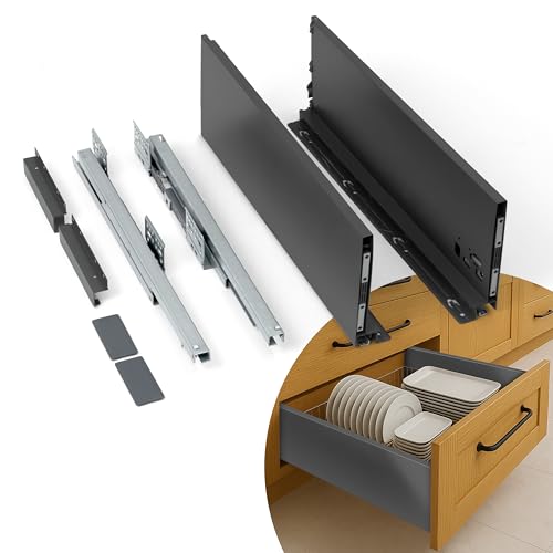 Plantex Tandem Box Drawer for Kitchen/Soft Close Tandem Box for Modular Kitchen/Tandem Basket/Load Capacity Upto 45 Kg - Grey (22 x 8 inch) - Image 1