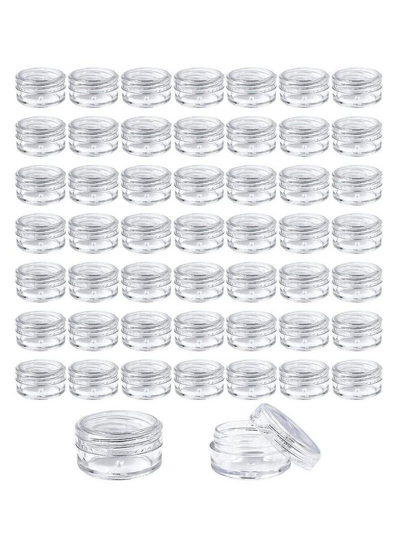 SYOSI 50 Pcs Cosmetic Containers, Acrylic Clear Round Jars, BPA Free Sample Jars Tiny Makeup Sample Containers with Lids for Women Cosmetic, Lotion, Cream, Makeup, Bead, Eye Shadow (5g / 5ml) - Image 1