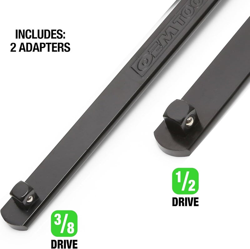OEMTOOLS 24687 Serpentine Belt Tool Set, Includes 3/8 Drive Handle, 1/2 & 3/8 Square Drive Adapters, & 4 Shallow Sockets (13, 15, 16, & 18 mm), Release Spring Pressure & Remove Tensioner Pulley - Image 4