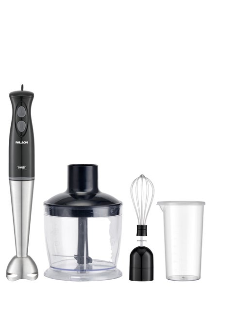 Palson Hand Blender 3IN1, Bowl 500ml, 2 Speed, 200W, 40021, Stainless Steel Blending Stick, 600ml Cup, Whisk, Functionality for Blending, Chopping, and Whisking, Black