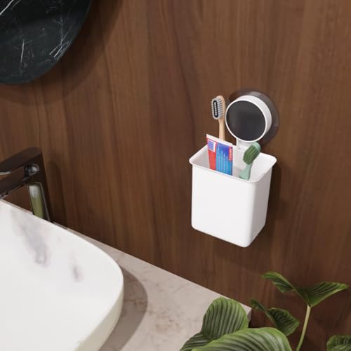 ELMVIA Plastic Wall Mounted Self Adhesive, Toothbrush Holder/Toothbrush Holders for Toothbrushes, Toothpaste, Shaver, Razor & Brush Holder for Bathroom (1PCS) - Image 1