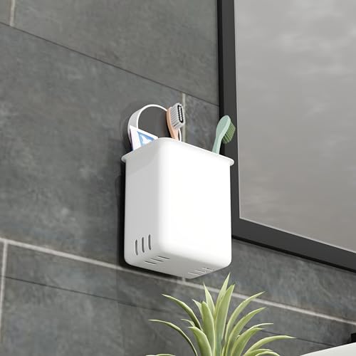 ELMVIA Plastic Wall Mounted Self Adhesive, Toothbrush Holder/Toothbrush Holders for Toothbrushes, Toothpaste, Shaver, Razor & Brush Holder for Bathroom (1PCS) - Image 4