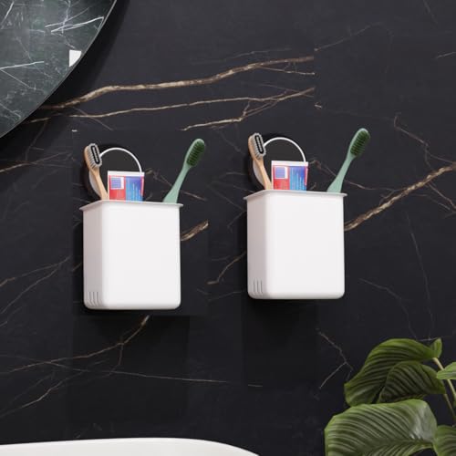 ELMVIA Plastic Wall Mounted Self Adhesive, Toothbrush Holder/Toothbrush Holders for Toothbrushes, Toothpaste, Shaver, Razor & Brush Holder for Bathroom (1PCS) - Image 5
