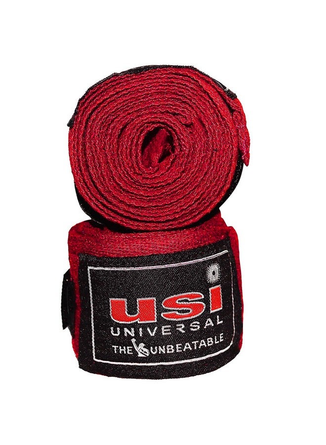 USI Universal Boxing Hand Wrap, 628C Stretchable Hand Wraps (2 Pair Set, 2.5m Length, Red) For Men & Women With Nylon Elastane Construction, Stretchable For Firm Wrapping, Hook & Loop For Closure - Image 1
