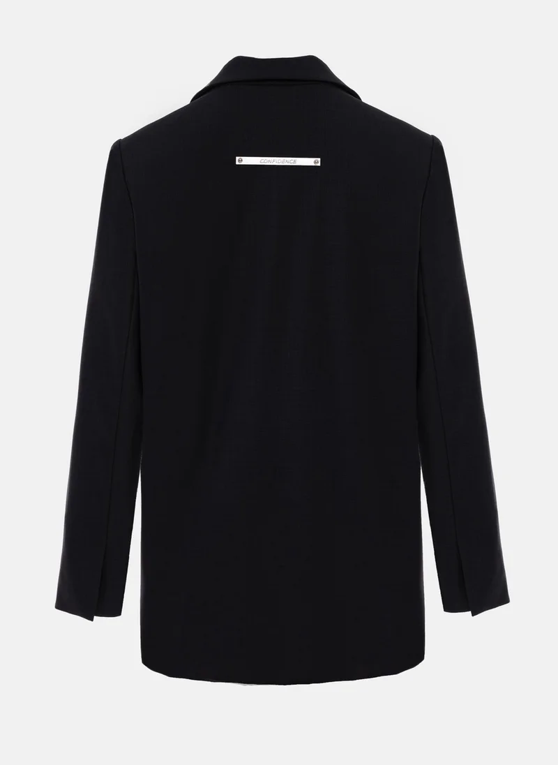 Lichi Loose single-breasted jacket with silvertone fastening