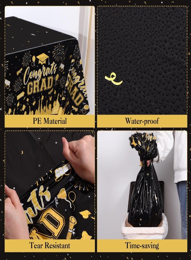 NatNarr Black and Gold Graduation Decorations 2026 Include Class Of 2026 Graduation Plates Napkins Cups Tablecloth Congrats Grad Banner for Middle College High School, 25 Guest - Image 5