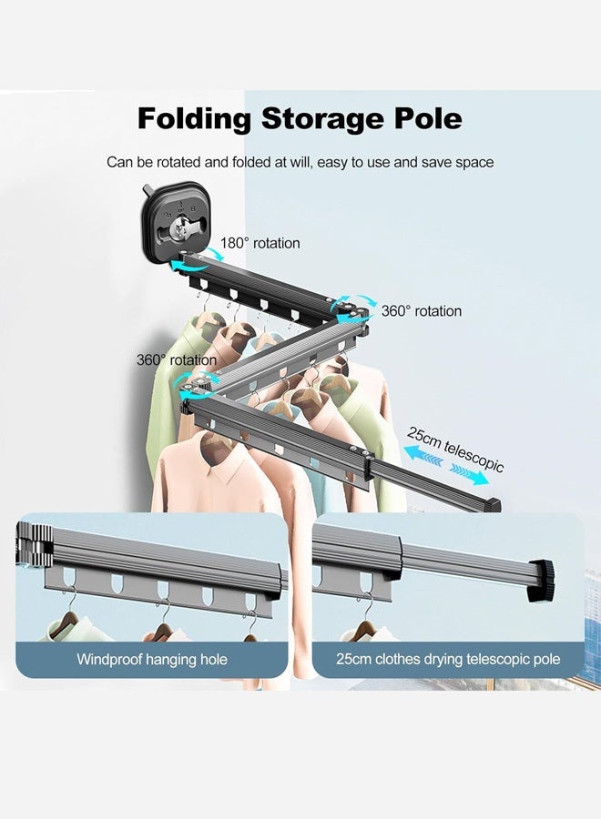 Foldable Telescopic Clothes Rack with Strong Suction Power Super load-bearing, balcony storage  - Image 4