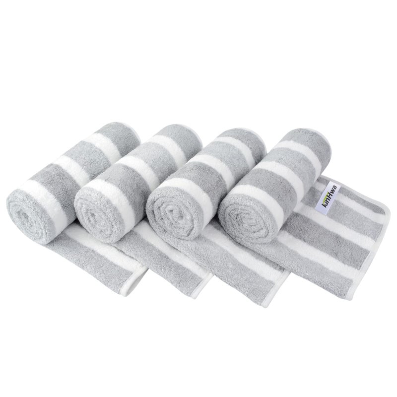KinHwa Microfiber Hand Towels for Bathroom Soft and Absorbent Face Towels Grey Bathroom Hand Towels for Spa Hair Bath 30inchx16inch 4 Pack - Image 1