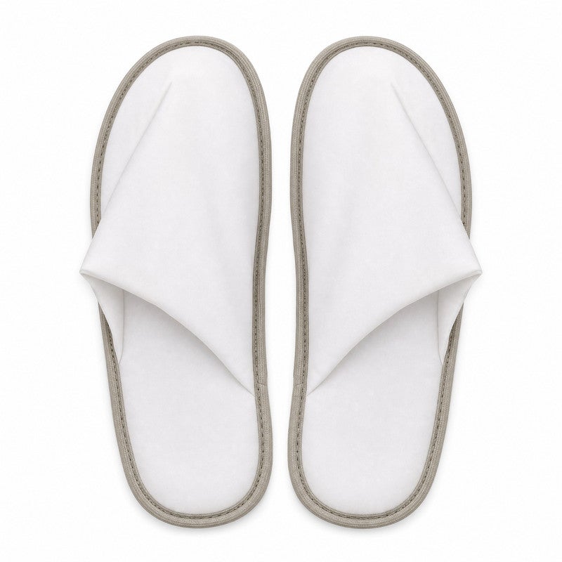TM HOME Hotel Slippers, Natural Cotton, Satin Finish, Soft Comfortable One Size, Premium Hotel Quality, White - Image 1