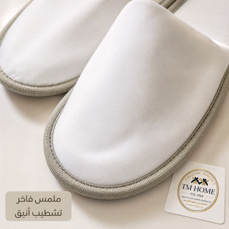 TM HOME Hotel Slippers, Natural Cotton, Satin Finish, Soft Comfortable One Size, Premium Hotel Quality, White - Image 2