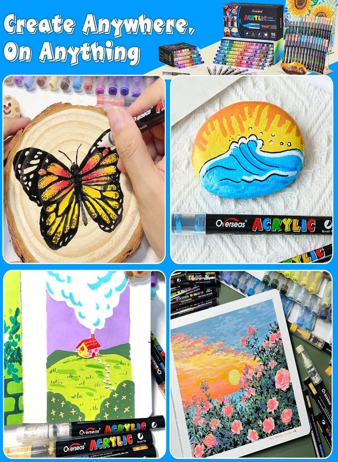 Overseas Acrylic Paint Markers 120 Colors, Brush Tip Paint Pens with Automatic Ink Control System, Quick Drying Liquid Ink Acrylic Marker for Rock, Wood, Canvas, Glass, Fabric, Metal, Plastic, Rubber - Image 4