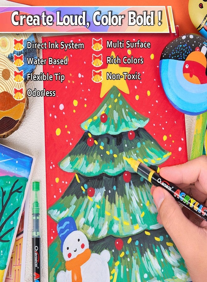 Overseas Acrylic Paint Markers 120 Colors, Brush Tip Paint Pens with Automatic Ink Control System, Quick Drying Liquid Ink Acrylic Marker for Rock, Wood, Canvas, Glass, Fabric, Metal, Plastic, Rubber - Image 2