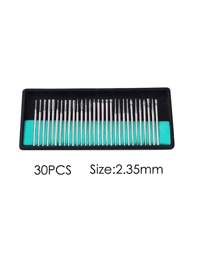 30PCS 3.0mm Mini Drill Bits Diamond Burs Grinding Wheel Abrasive Shank Wood Stone Engraving for Dremel Power Tools Accessories 