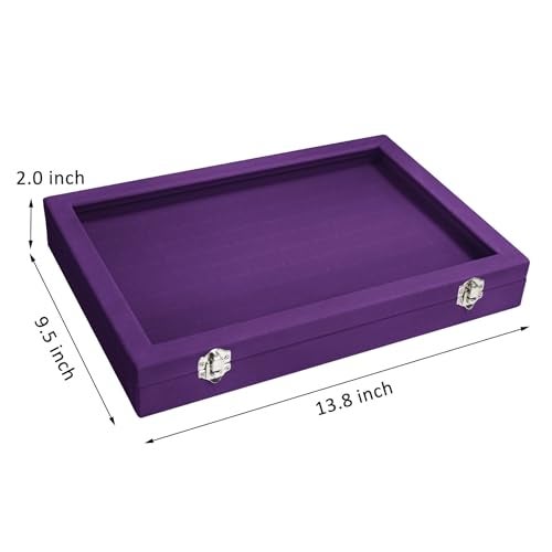 Vicoter Rings Organizer Tray 100 Slot Velvet Ring Earring Storage Box TranSparent Cover Jewelry Store Ring Display Box Jewelry Display Cabinet for Girl Wife Mother - Image 2