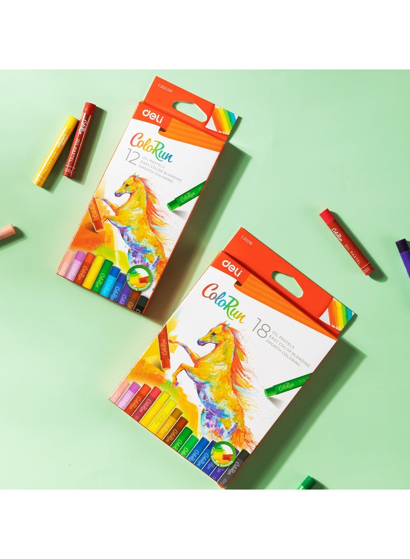 Deli Color Run EC20200 Oil Pastels 鈥?12 Bold Colors - Image 2
